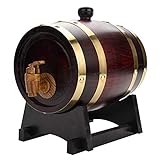 Barril de roble, barril de roble de 1.5/3/5/10 litros Barril de vino de madera de roble de roble de madera vintage para cerveza Whiskey Ron Puerto (1.5L)